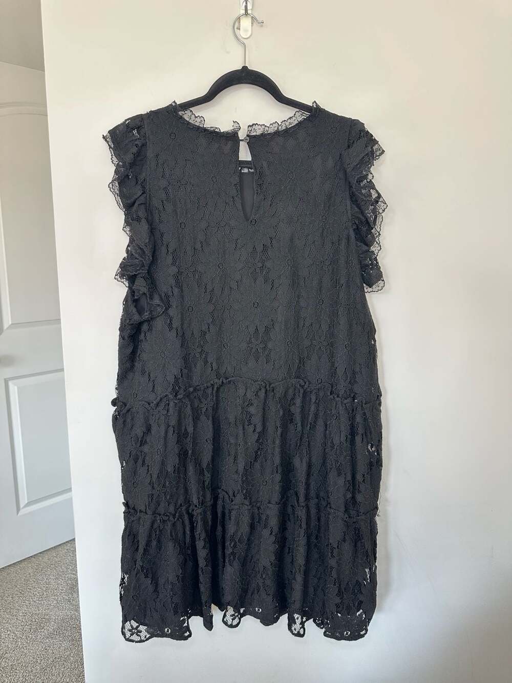 NWT Blue Tassel - Anthropologie Black Lace Tiered Ruffle Dress Size 2X - Picture 6 of 6